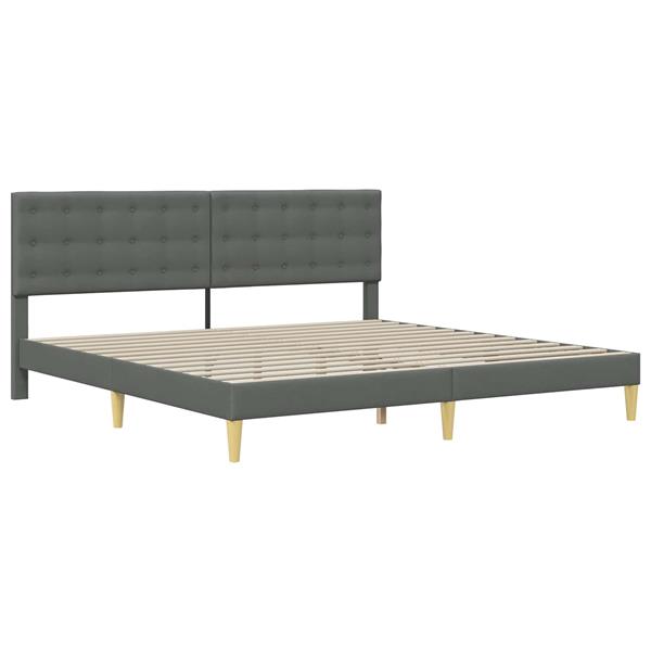 Grote foto vidaxl bedframe met hoofdeinde donkergrijs 180 x 200 cm stof antiek en kunst stoelen en banken