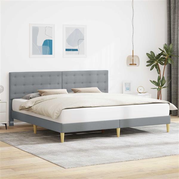 Grote foto vidaxl bedframe met hoofdeinde lichtgrijs 180 x 200 cm stof antiek en kunst stoelen en banken