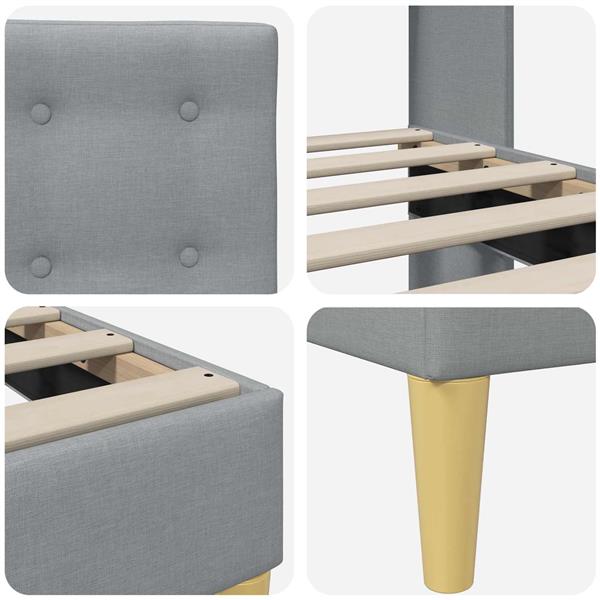 Grote foto vidaxl bedframe met hoofdeinde lichtgrijs 180 x 200 cm stof antiek en kunst stoelen en banken