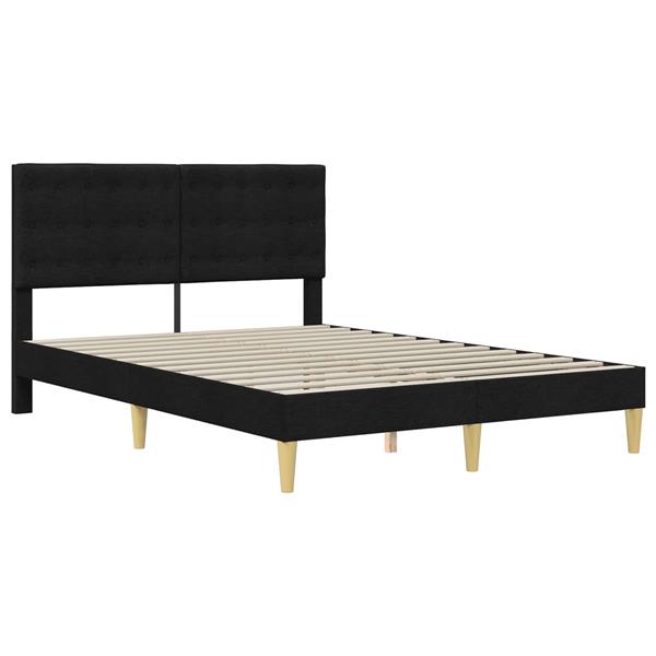 Grote foto vidaxl bedframe met hoofdeinde zwart 160 x 200 cm stof antiek en kunst stoelen en banken