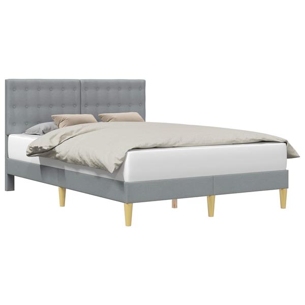 Grote foto vidaxl bedframe met hoofdeinde lichtgrijs 160 x 200 cm stof antiek en kunst stoelen en banken