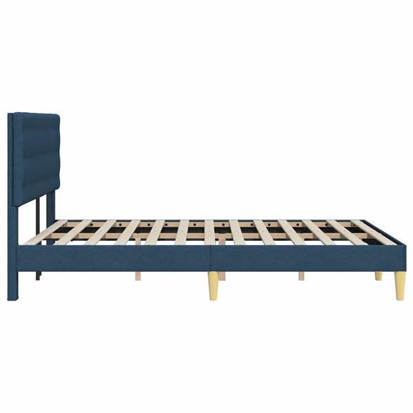Grote foto vidaxl bedframe met hoofdeinde blauw 140 x 200 cm stof antiek en kunst stoelen en banken