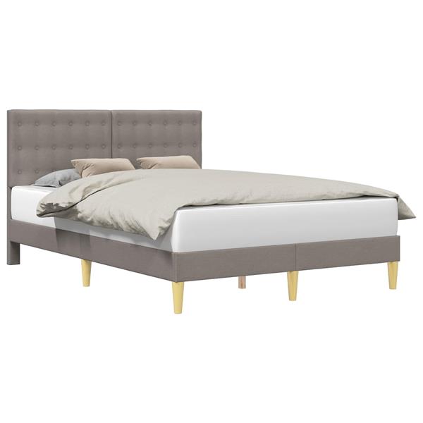 Grote foto vidaxl bedframe met hoofdeinde taupe 140 x 200 cm stof antiek en kunst stoelen en banken