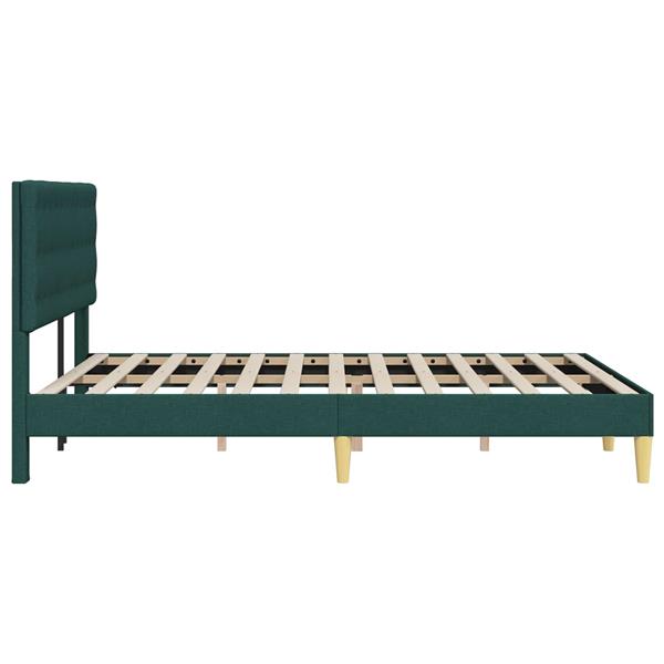 Grote foto vidaxl bedframe met hoofdeinde donkergroen 140 x 200 cm stof antiek en kunst stoelen en banken