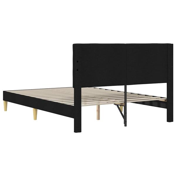 Grote foto vidaxl bedframe met hoofdeinde zwart 140 x 200 cm stof antiek en kunst stoelen en banken