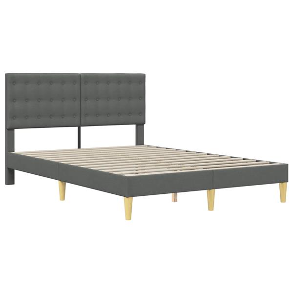 Grote foto vidaxl bedframe met hoofdeinde donkergrijs 140 x 200 cm stof antiek en kunst stoelen en banken