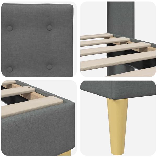 Grote foto vidaxl bedframe met hoofdeinde donkergrijs 140 x 200 cm stof antiek en kunst stoelen en banken