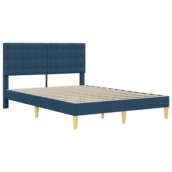 Grote foto vidaxl bedframe met hoofdeinde blauw 140 x 190 cm stof antiek en kunst stoelen en banken