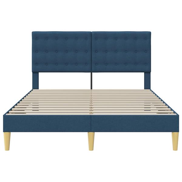 Grote foto vidaxl bedframe met hoofdeinde blauw 140 x 190 cm stof antiek en kunst stoelen en banken