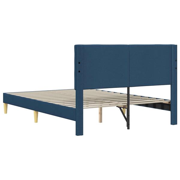 Grote foto vidaxl bedframe met hoofdeinde blauw 120 x 200 cm stof antiek en kunst stoelen en banken