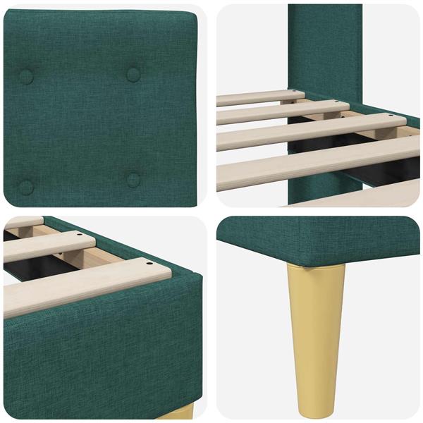 Grote foto vidaxl bedframe met hoofdeinde donkergroen 120 x 200 cm stof antiek en kunst stoelen en banken