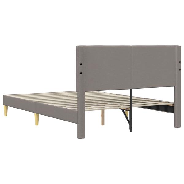 Grote foto vidaxl bedframe met hoofdeinde taupe 120 x 190 cm stof antiek en kunst stoelen en banken