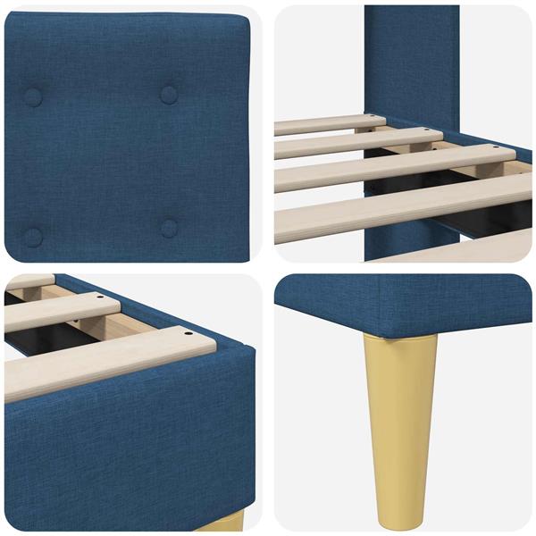 Grote foto vidaxl bedframe met hoofdeinde blauw 100 x 200 cm stof antiek en kunst stoelen en banken