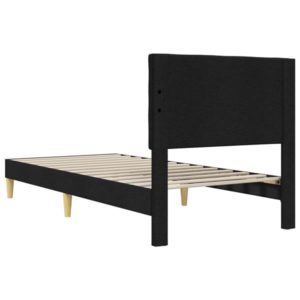 Grote foto vidaxl bedframe met hoofdeinde zwart 100 x 200 cm stof antiek en kunst stoelen en banken