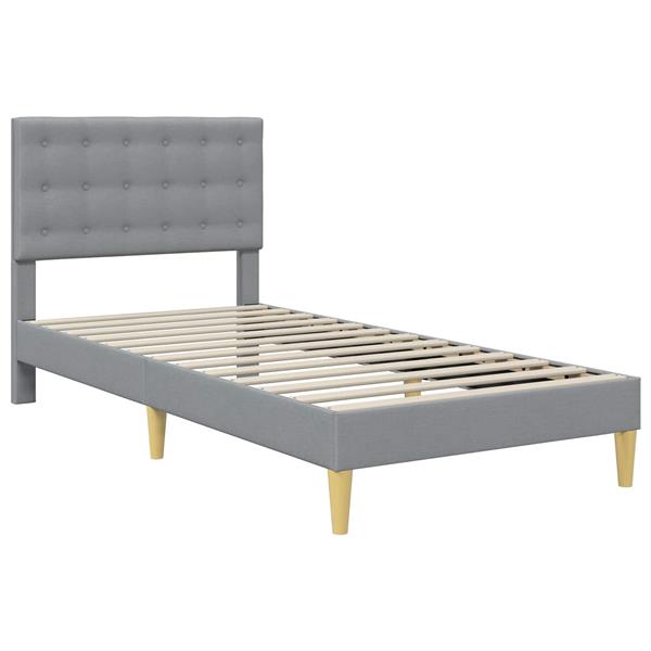 Grote foto vidaxl bedframe met hoofdeinde lichtgrijs 90 x 200 cm stof antiek en kunst stoelen en banken