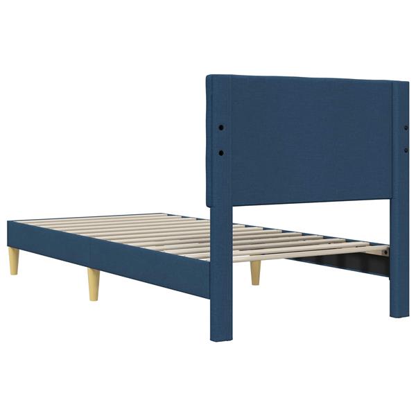 Grote foto vidaxl bedframe met hoofdeinde blauw 90 x 190 cm stof antiek en kunst stoelen en banken