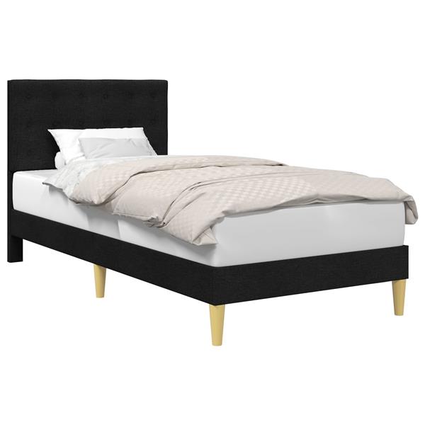 Grote foto vidaxl bedframe met hoofdeinde zwart 90 x 190 cm stof antiek en kunst stoelen en banken