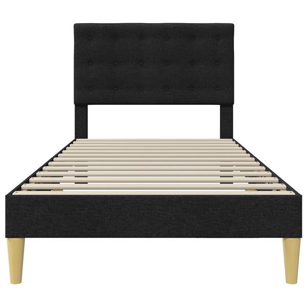 Grote foto vidaxl bedframe met hoofdeinde zwart 90 x 190 cm stof antiek en kunst stoelen en banken