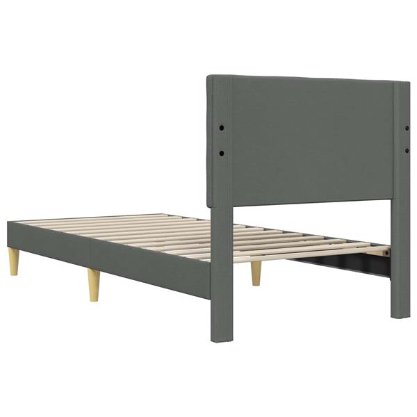 Grote foto vidaxl bedframe met hoofdeinde donkergrijs 90 x 190 cm stof antiek en kunst stoelen en banken