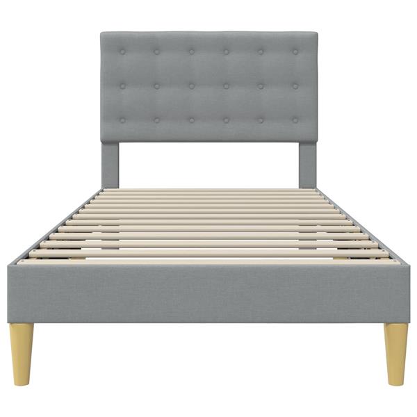 Grote foto vidaxl bedframe met hoofdeinde lichtgrijs 90 x 190 cm stof antiek en kunst stoelen en banken