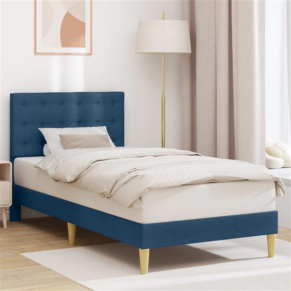 Grote foto vidaxl bedframe met hoofdeinde blauw 80 x 200 cm stof antiek en kunst stoelen en banken