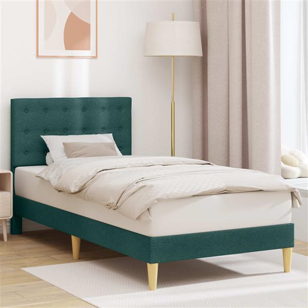 Grote foto vidaxl bedframe met hoofdeinde donkergroen 80 x 200 cm stof antiek en kunst stoelen en banken