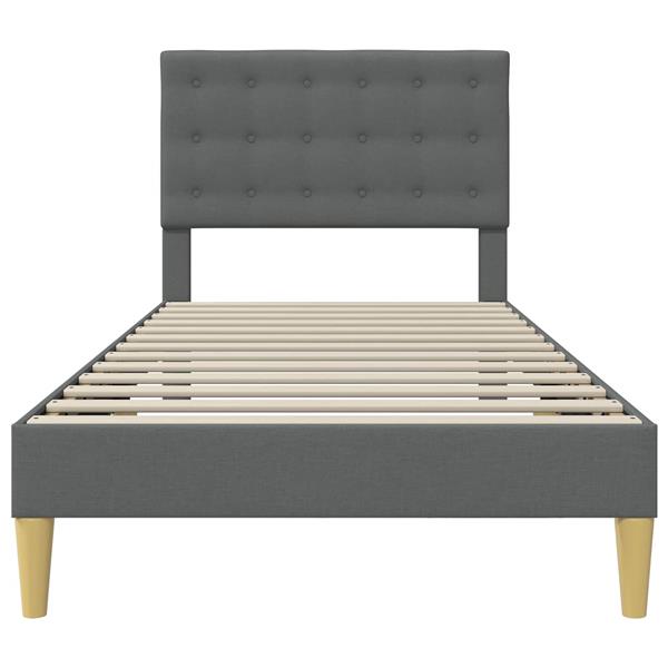 Grote foto vidaxl bedframe met hoofdeinde donkergrijs 80 x 200 cm stof antiek en kunst stoelen en banken
