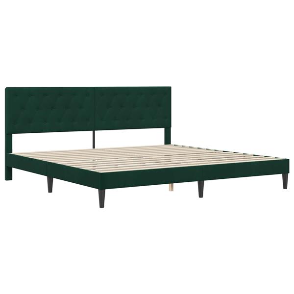 Grote foto vidaxl bedframe met hoofdeinde donkergroen 200 x 200 cm fluweel antiek en kunst stoelen en banken