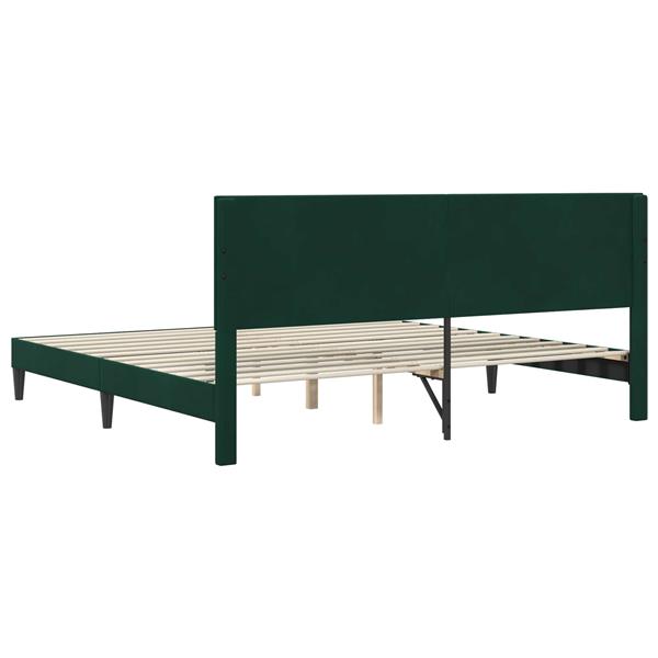 Grote foto vidaxl bedframe met hoofdeinde donkergroen 200 x 200 cm fluweel antiek en kunst stoelen en banken