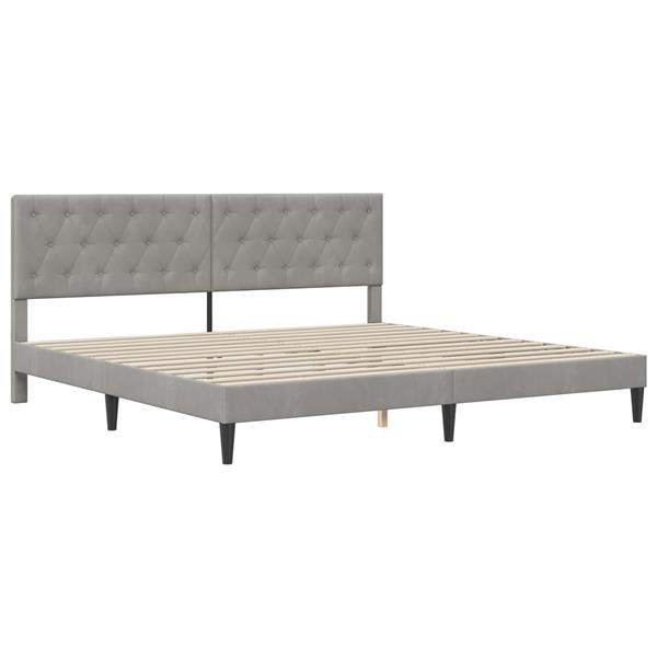 Grote foto vidaxl bedframe met hoofdeinde lichtgrijs 200 x 200 cm fluweel antiek en kunst stoelen en banken