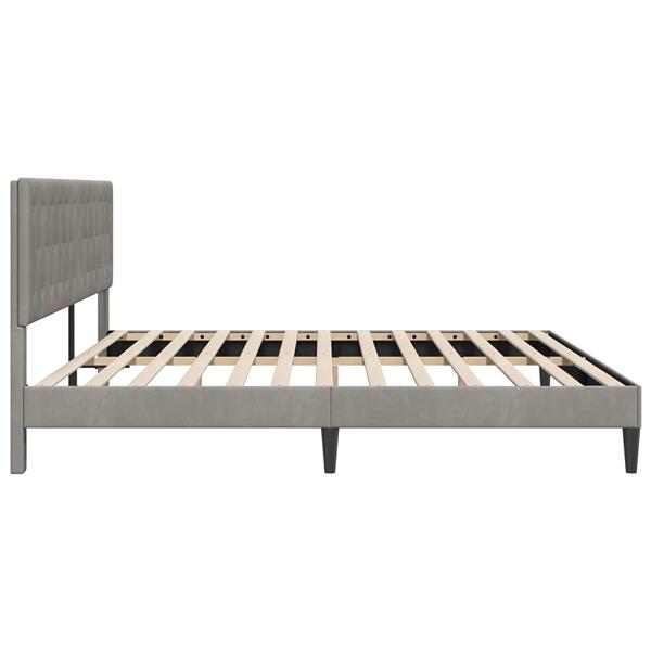 Grote foto vidaxl bedframe met hoofdeinde lichtgrijs 200 x 200 cm fluweel antiek en kunst stoelen en banken