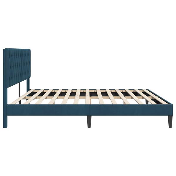 Grote foto vidaxl bedframe met hoofdeinde blauw 180 x 200 cm fluweel antiek en kunst stoelen en banken