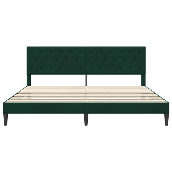 Grote foto vidaxl bedframe met hoofdeinde donkergroen 180 x 200 cm fluweel antiek en kunst stoelen en banken
