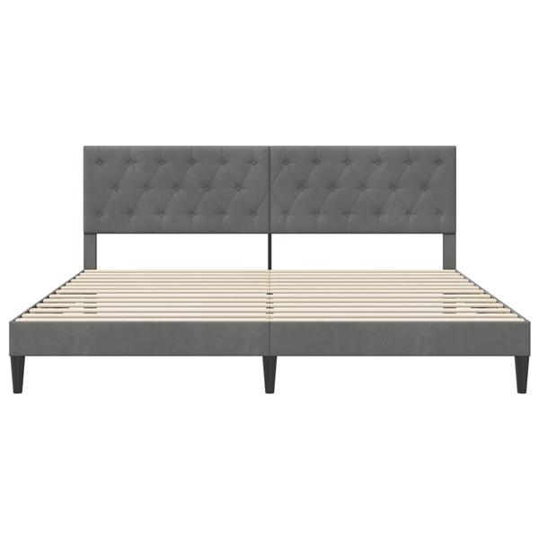 Grote foto vidaxl bedframe met hoofdeinde donkergrijs 180 x 200 cm fluweel antiek en kunst stoelen en banken