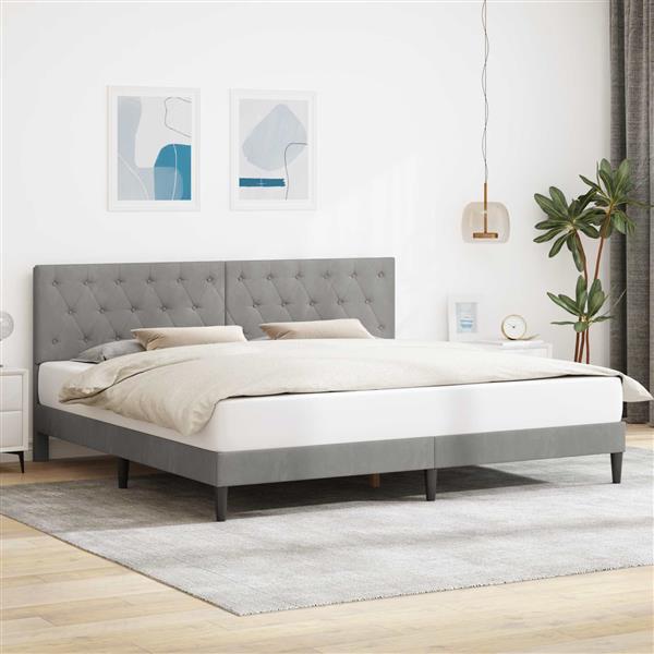 Grote foto vidaxl bedframe met hoofdeinde lichtgrijs 180 x 200 cm fluweel antiek en kunst stoelen en banken