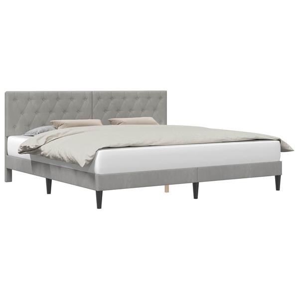 Grote foto vidaxl bedframe met hoofdeinde lichtgrijs 180 x 200 cm fluweel antiek en kunst stoelen en banken