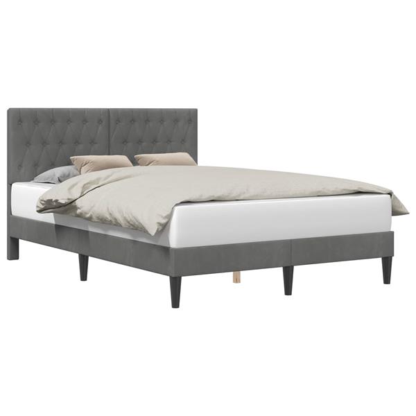 Grote foto vidaxl bedframe met hoofdeinde donkergrijs 160 x 200 cm fluweel antiek en kunst stoelen en banken