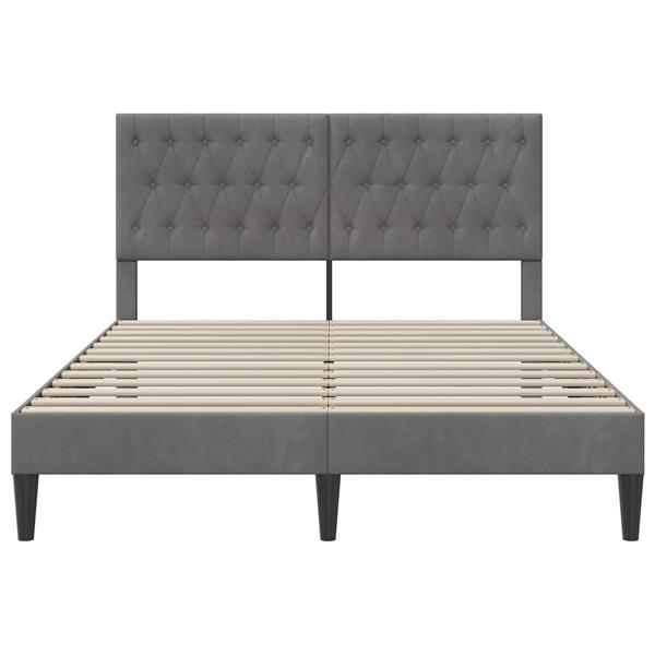 Grote foto vidaxl bedframe met hoofdeinde donkergrijs 160 x 200 cm fluweel antiek en kunst stoelen en banken