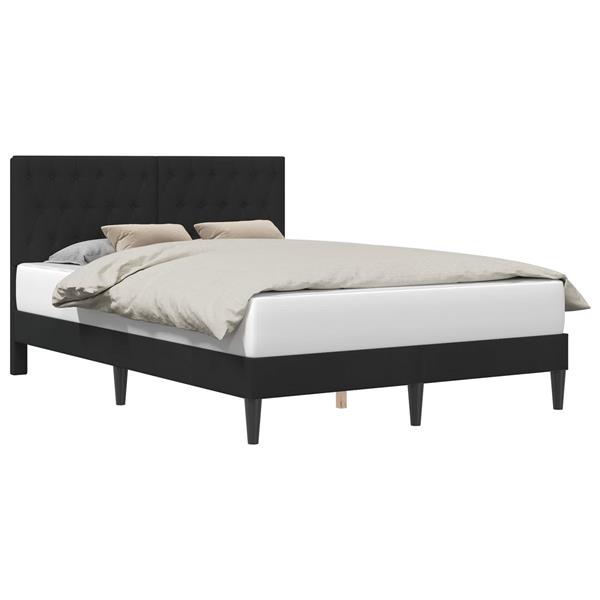 Grote foto vidaxl bedframe met hoofdeinde zwart 140 x 200 cm fluweel antiek en kunst stoelen en banken