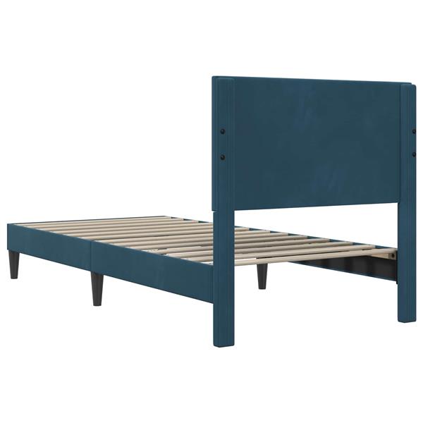 Grote foto vidaxl bedframe met hoofdeinde blauw 100 x 200 cm fluweel antiek en kunst stoelen en banken