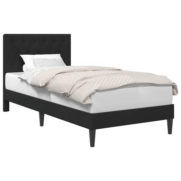 Grote foto vidaxl bedframe met hoofdeinde zwart 100 x 200 cm fluweel antiek en kunst stoelen en banken