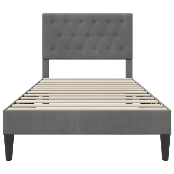 Grote foto vidaxl bedframe met hoofdeinde donkergrijs 100 x 200 cm fluweel antiek en kunst stoelen en banken