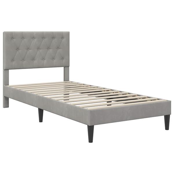 Grote foto vidaxl bedframe met hoofdeinde lichtgrijs 100 x 200 cm fluweel antiek en kunst stoelen en banken
