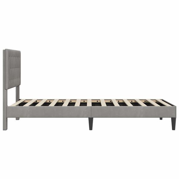 Grote foto vidaxl bedframe met hoofdeinde lichtgrijs 100 x 200 cm fluweel antiek en kunst stoelen en banken