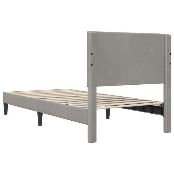 Grote foto vidaxl bedframe met hoofdeinde lichtgrijs 100 x 200 cm fluweel antiek en kunst stoelen en banken