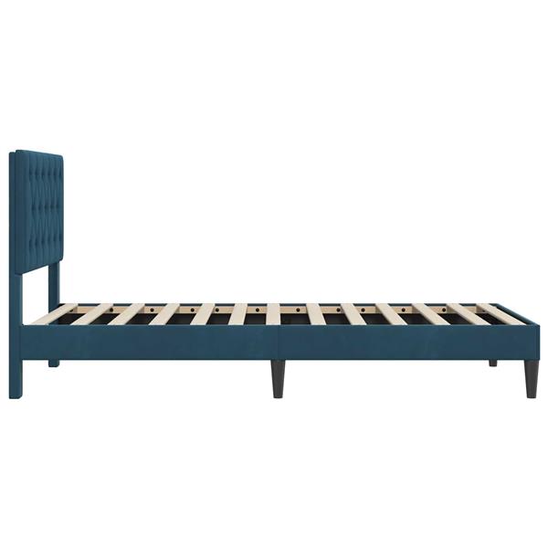 Grote foto vidaxl bedframe met hoofdeinde blauw 90 x 200 cm fluweel antiek en kunst stoelen en banken