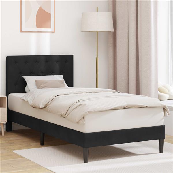 Grote foto vidaxl bedframe met hoofdeinde zwart 90 x 200 cm fluweel antiek en kunst stoelen en banken