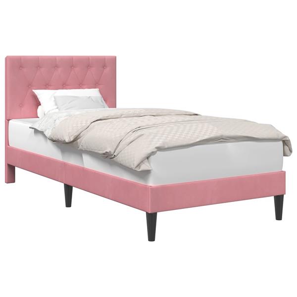 Grote foto vidaxl bedframe met hoofdeinde roze 90 x 200 cm fluweel antiek en kunst stoelen en banken