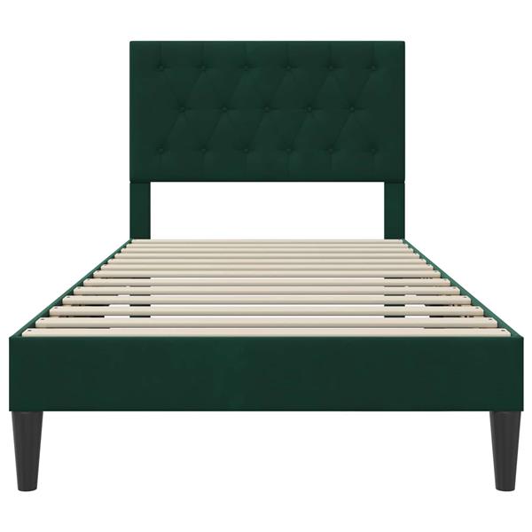 Grote foto vidaxl bedframe met hoofdeinde donkergroen 90 x 200 cm fluweel antiek en kunst stoelen en banken