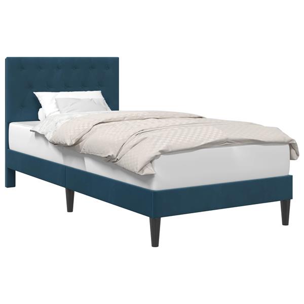 Grote foto vidaxl bedframe met hoofdeinde blauw 90 x 190 cm fluweel antiek en kunst stoelen en banken